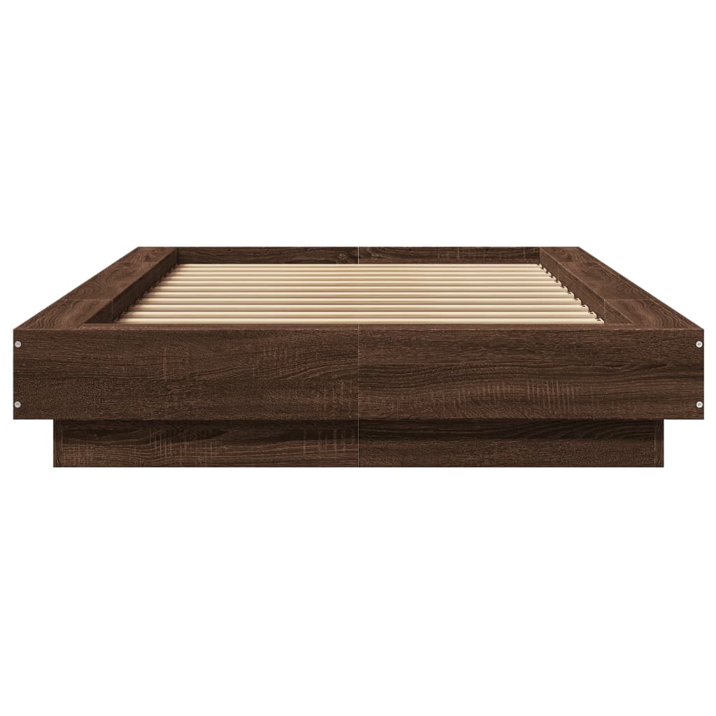 Bettgestell mit LED Braun Eichen-Optik 75x190 cm Holzwerkstoff