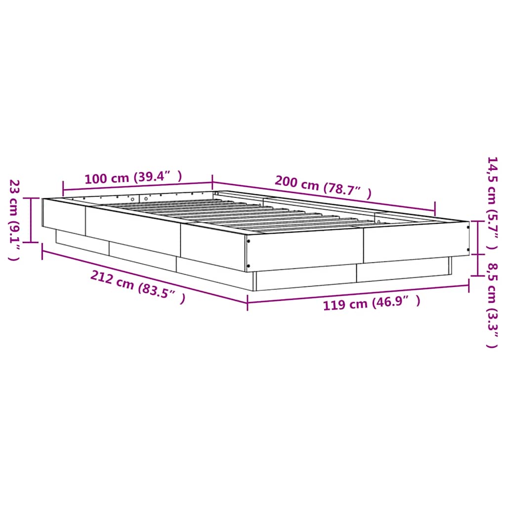 Bettgestell Weiß 100x200 cm Holzwerkstoff
