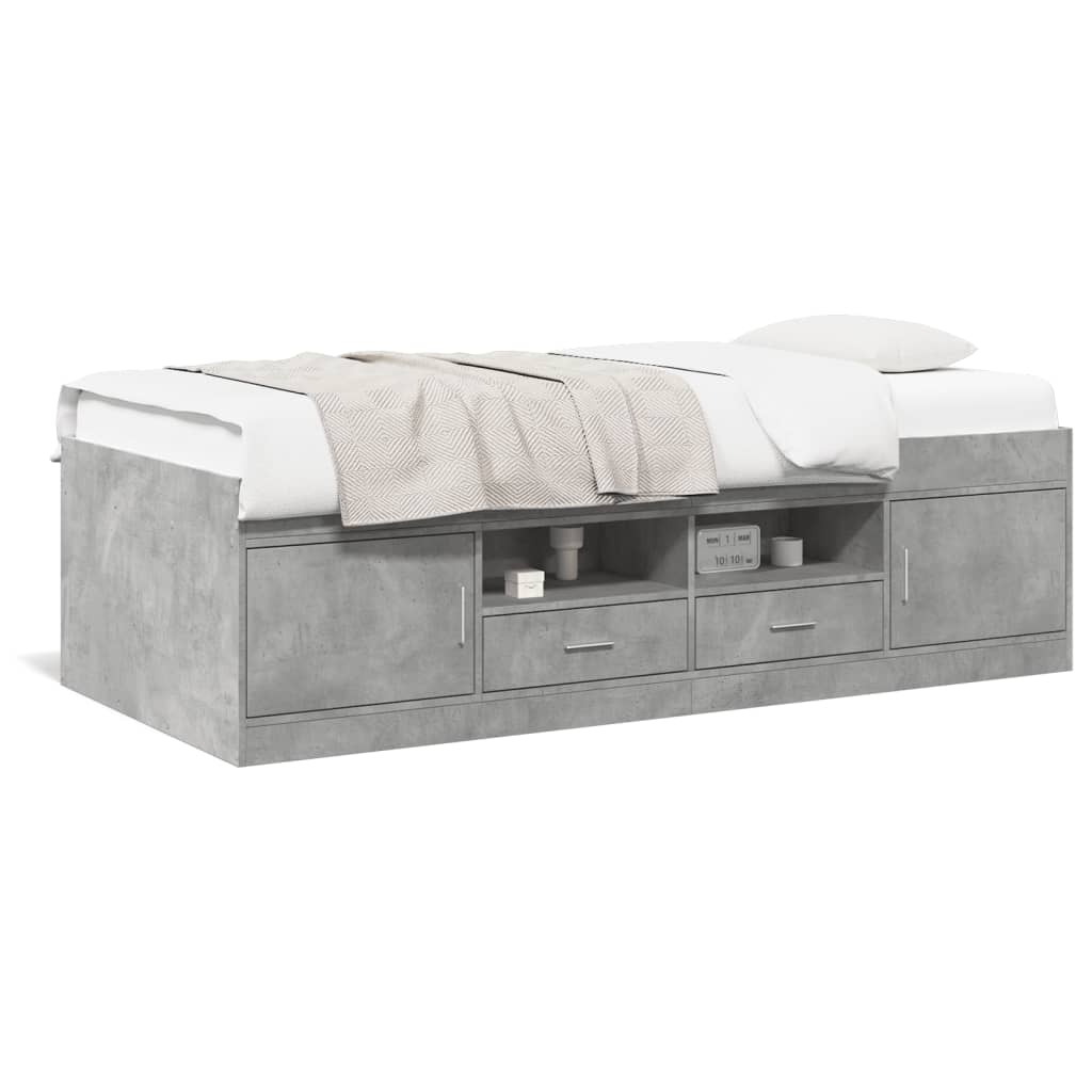 Tagesbett mit Schubladen ohne Matratze Betongrau 90x190 cm
