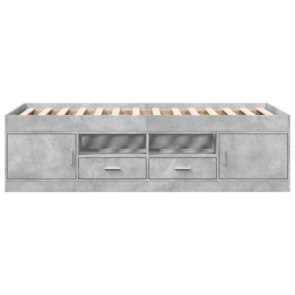 Tagesbett mit Schubladen ohne Matratze Betongrau 90x190 cm