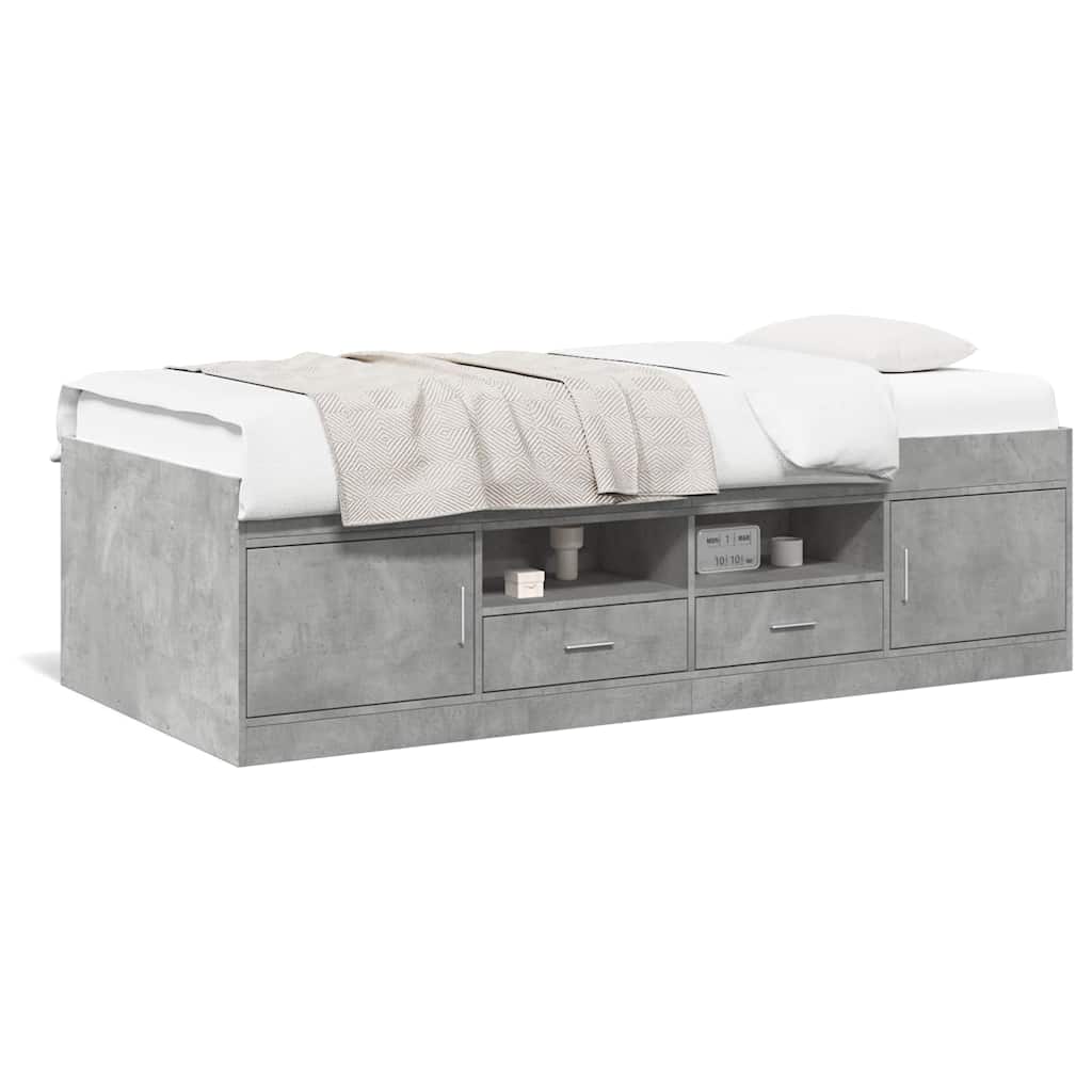 Tagesbett mit Schubladen ohne Matratze Betongrau 75x190 cm