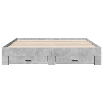Bettgestell mit Schubladen Betongrau 200x200 cm Holzwerkstoff
