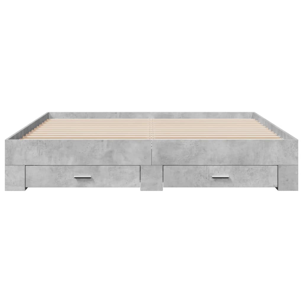 Bettgestell mit Schubladen Betongrau 200x200 cm Holzwerkstoff
