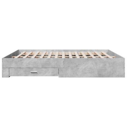 Bettgestell mit Schubladen Betongrau 200x200 cm Holzwerkstoff