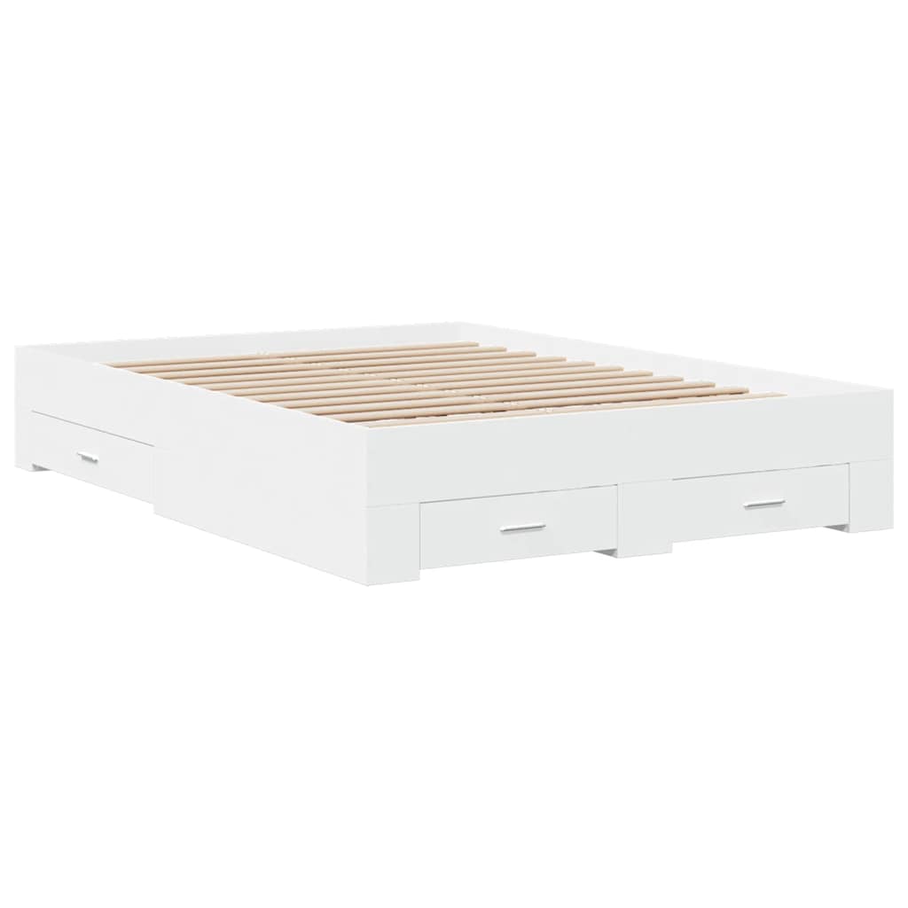 Bettgestell mit Schubladen Weiß 120x200 cm Holzwerkstoff