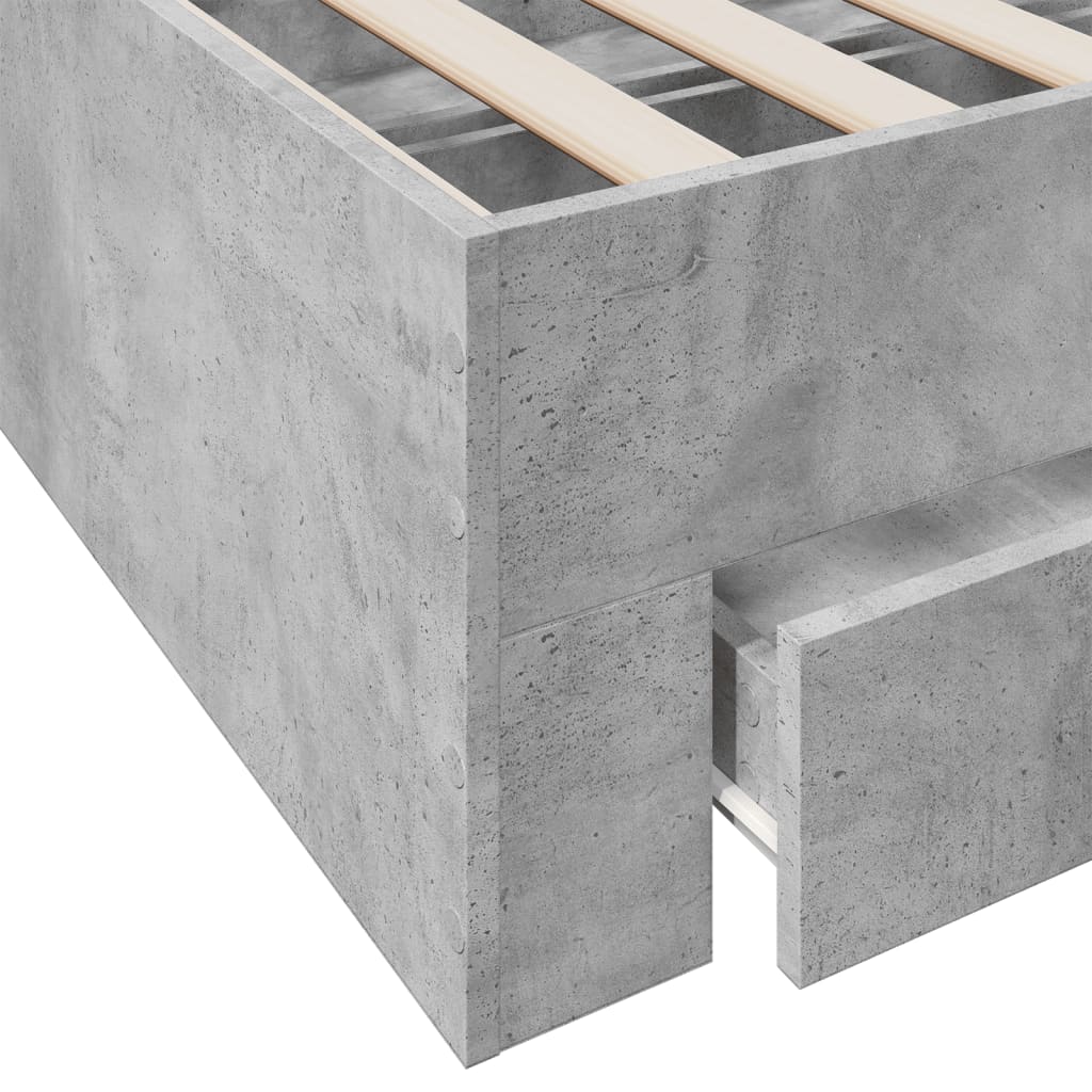 Bettgestell mit Schubladen Betongrau 120x200 cm Holzwerkstoff