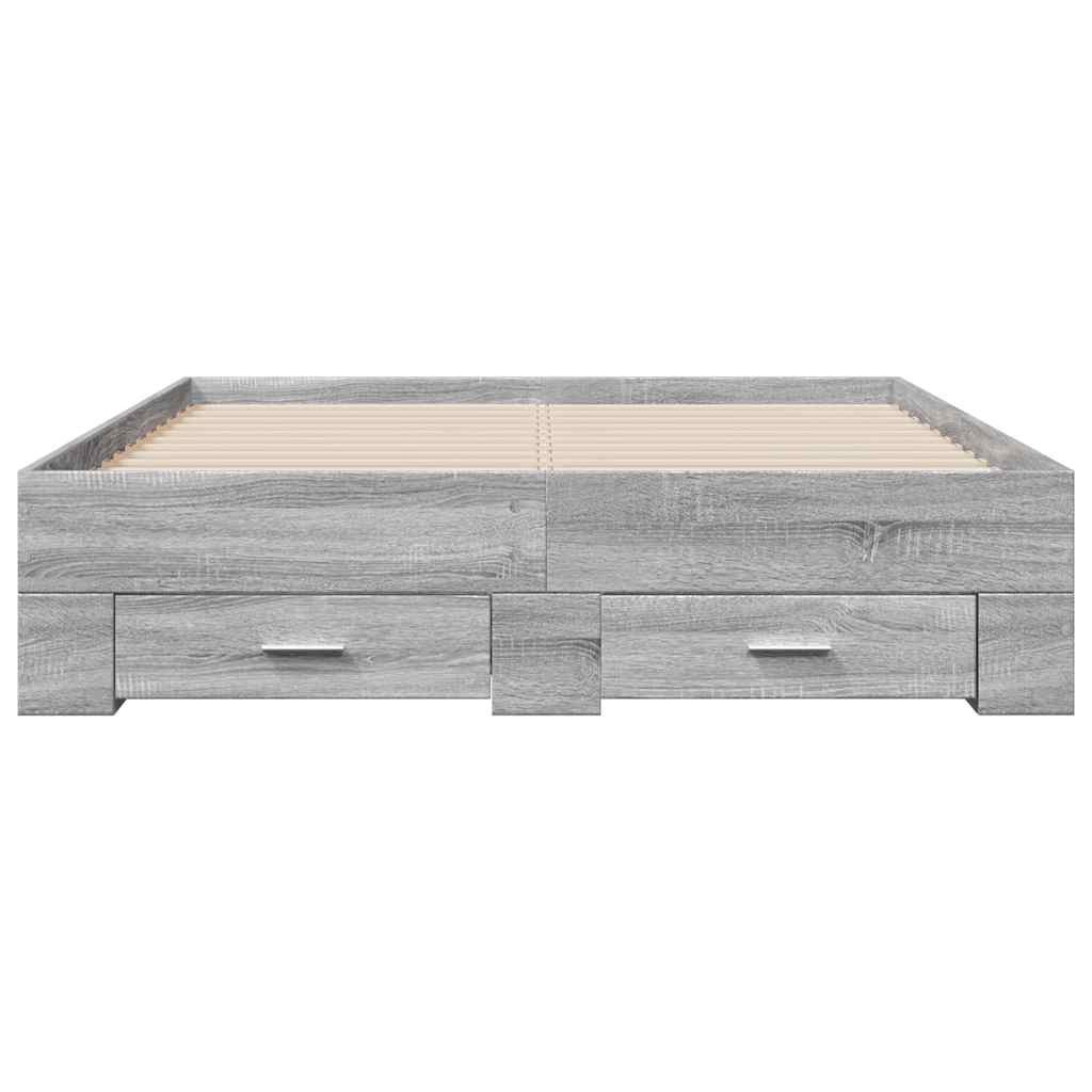 Bettgestell mit Schubladen Grau Sonoma 120x200 cm Holzwerkstoff