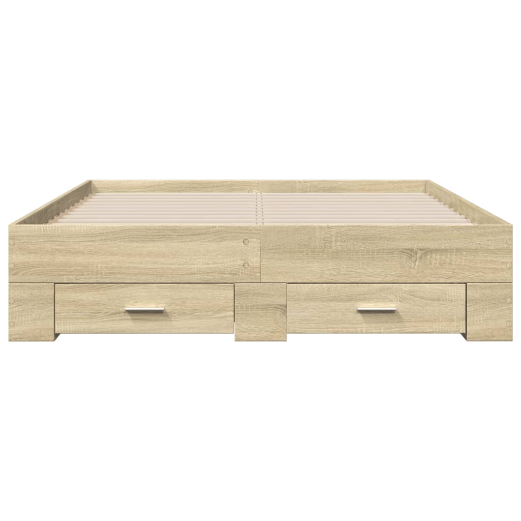 Bettgestell mit Schubladen Sonoma-Eiche 140x190cm Holzwerkstoff