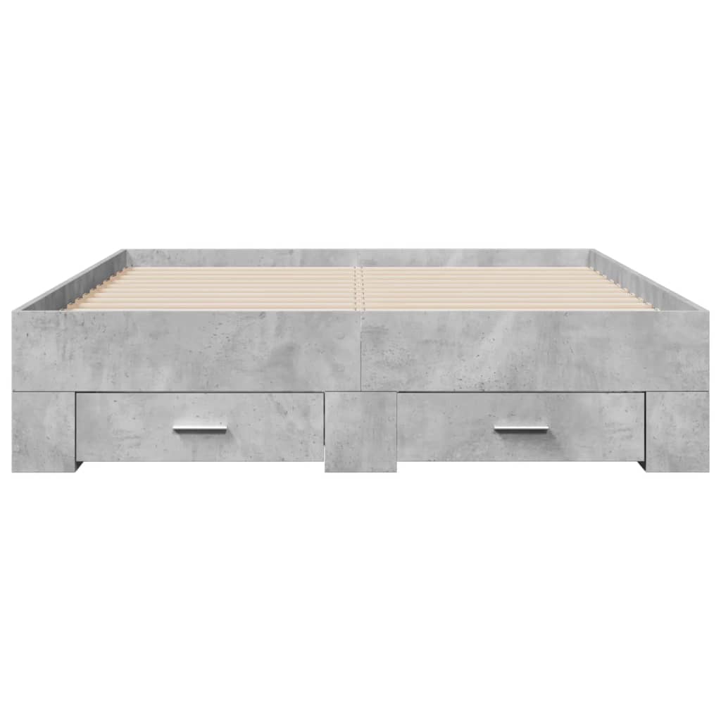 Bettgestell mit Schubladen Betongrau 140x190 cm Holzwerkstoff