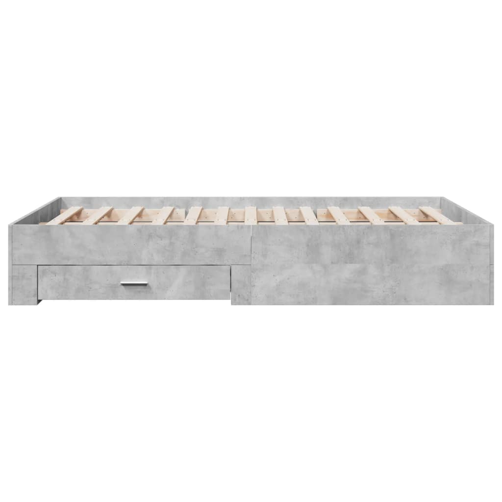 Bettgestell mit Schubladen Betongrau 140x190 cm Holzwerkstoff