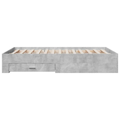 Bettgestell mit Schubladen Betongrau 140x190 cm Holzwerkstoff