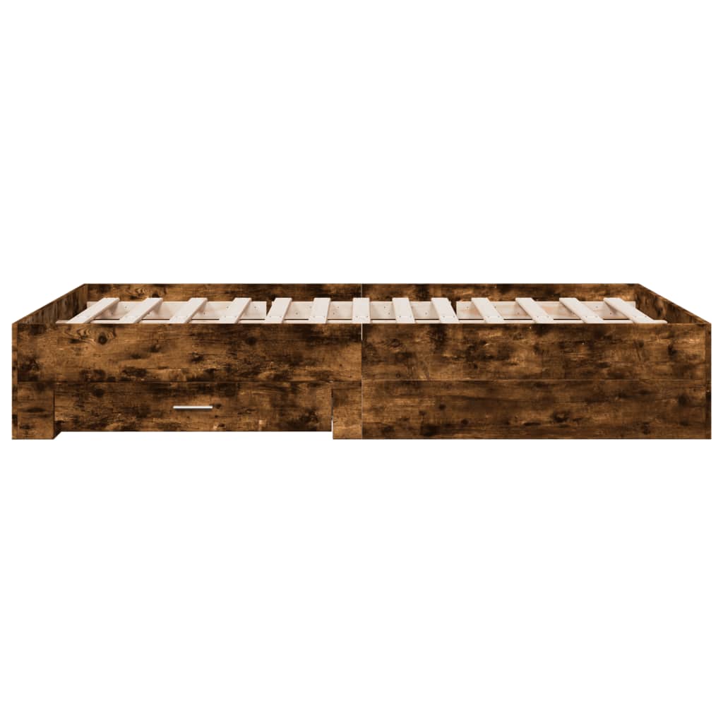 Bettgestell mit Schubladen Räuchereiche 140x190cm Holzwerkstoff