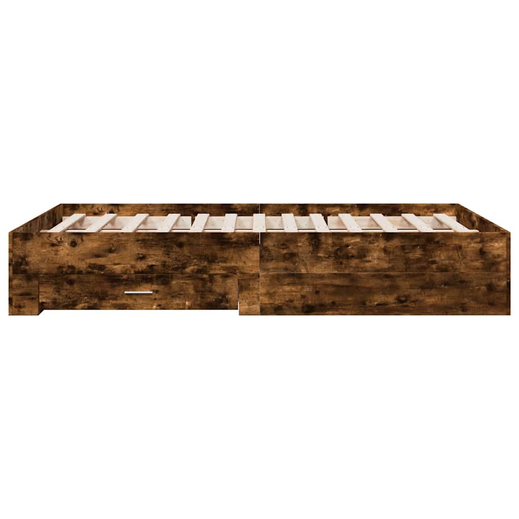 Bettgestell mit Schubladen Räuchereiche 140x190cm Holzwerkstoff