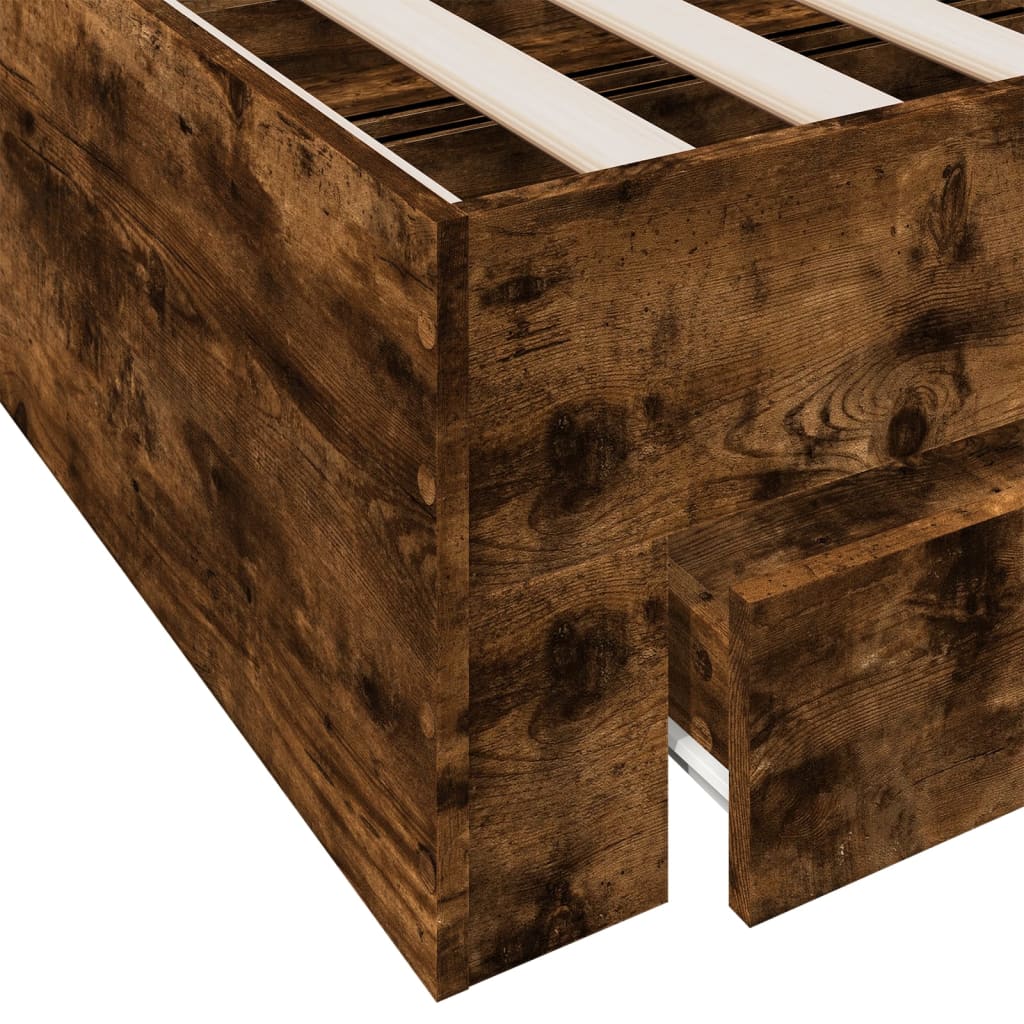 Bettgestell mit Schubladen Räuchereiche 140x190cm Holzwerkstoff
