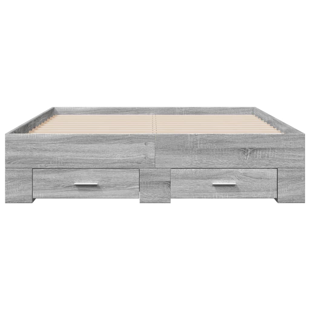 Bettgestell mit Schubladen Grau Sonoma 140x190 cm Holzwerkstoff