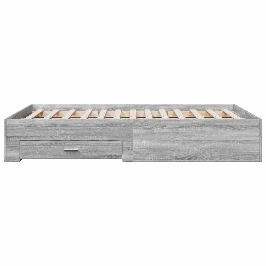 Bettgestell mit Schubladen Grau Sonoma 140x190 cm Holzwerkstoff