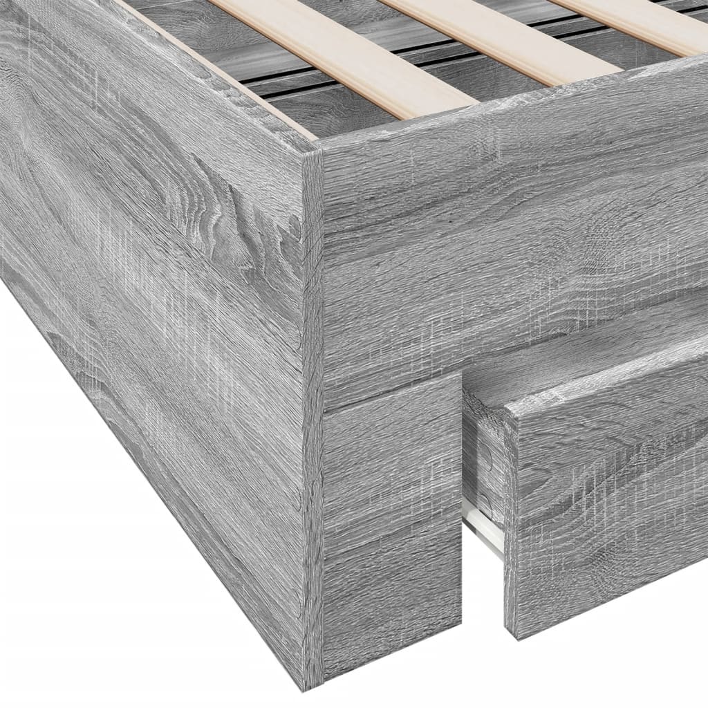 Bettgestell mit Schubladen Grau Sonoma 140x190 cm Holzwerkstoff
