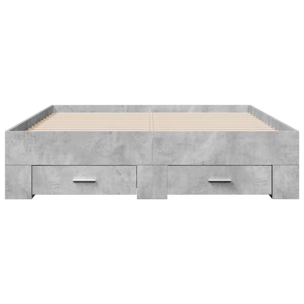 Bettgestell mit Schubladen Betongrau 135x190 cm Holzwerkstoff