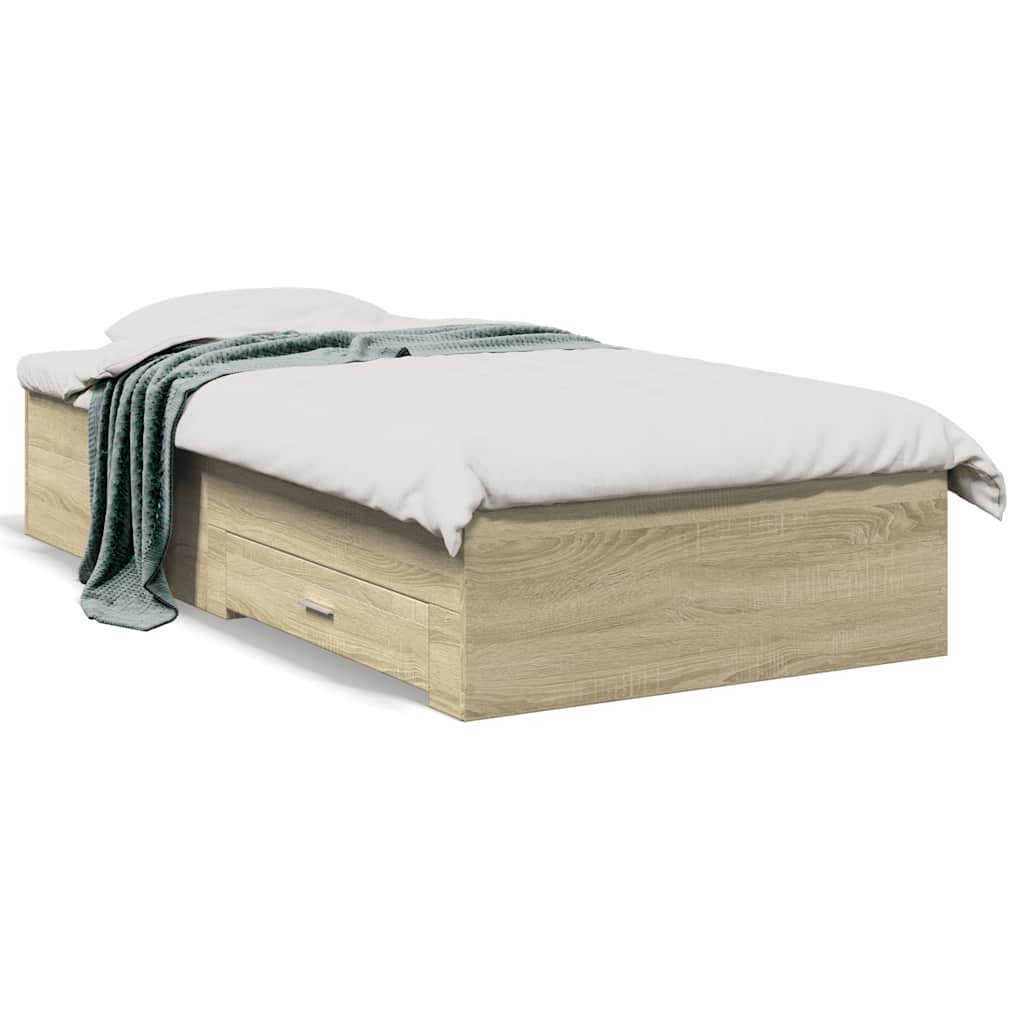 Bettgestell mit Schubladen Sonoma-Eiche 75x190 cm Holzwerkstoff