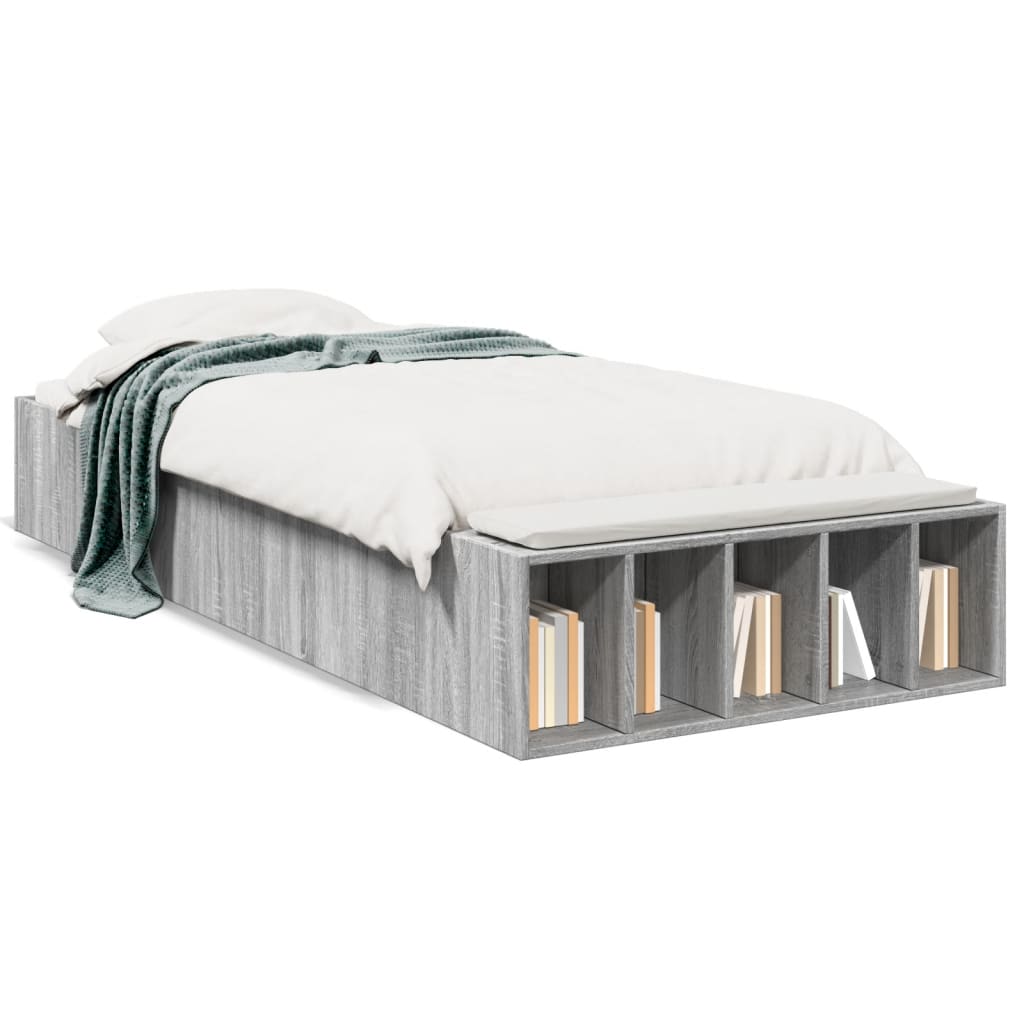 Bettgestell Grau Sonoma 100x200 cm Holzwerkstoff