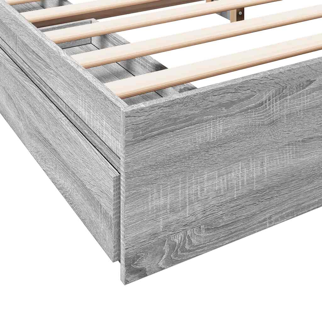 Bettgestell mit Schubladen Grau Sonoma 180x200cm Holzwerkstoff