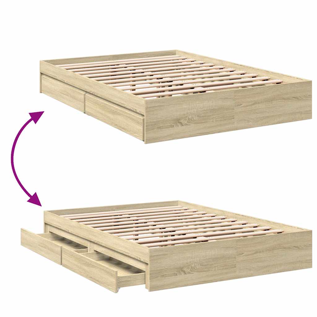 Bettgestell mit Schubladen Sonoma-Eiche 120x200cm Holzwerkstoff