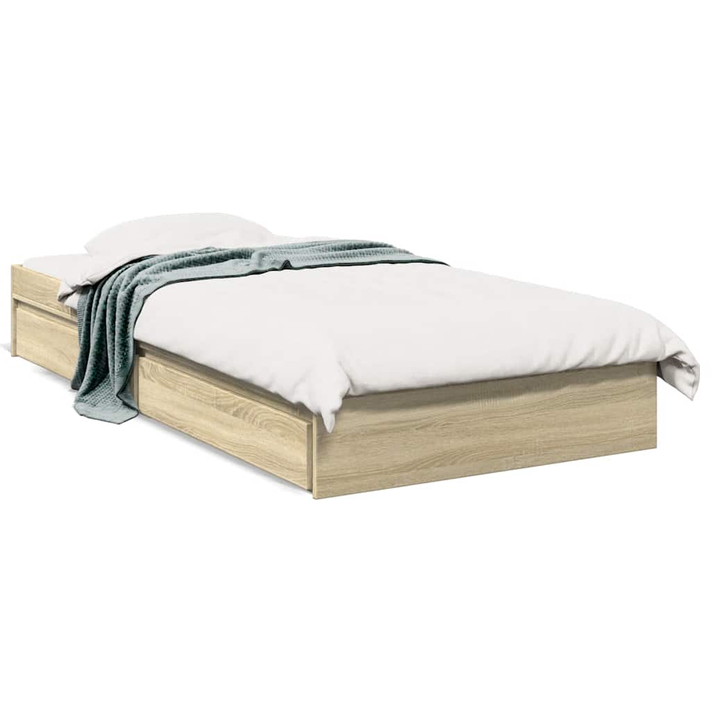 Bettgestell mit Schubladen Sonoma-Eiche 100x200cm Holzwerkstoff
