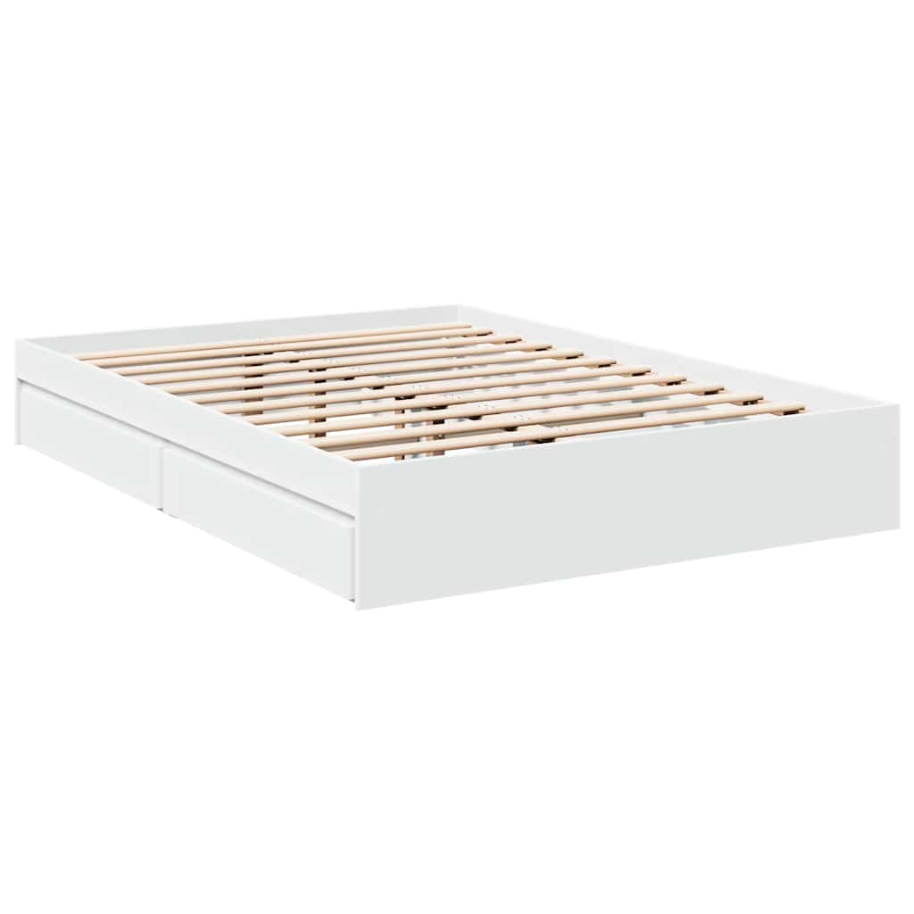 Bettgestell mit Schubladen Weiß 135 x 190 cm Holzwerkstoff