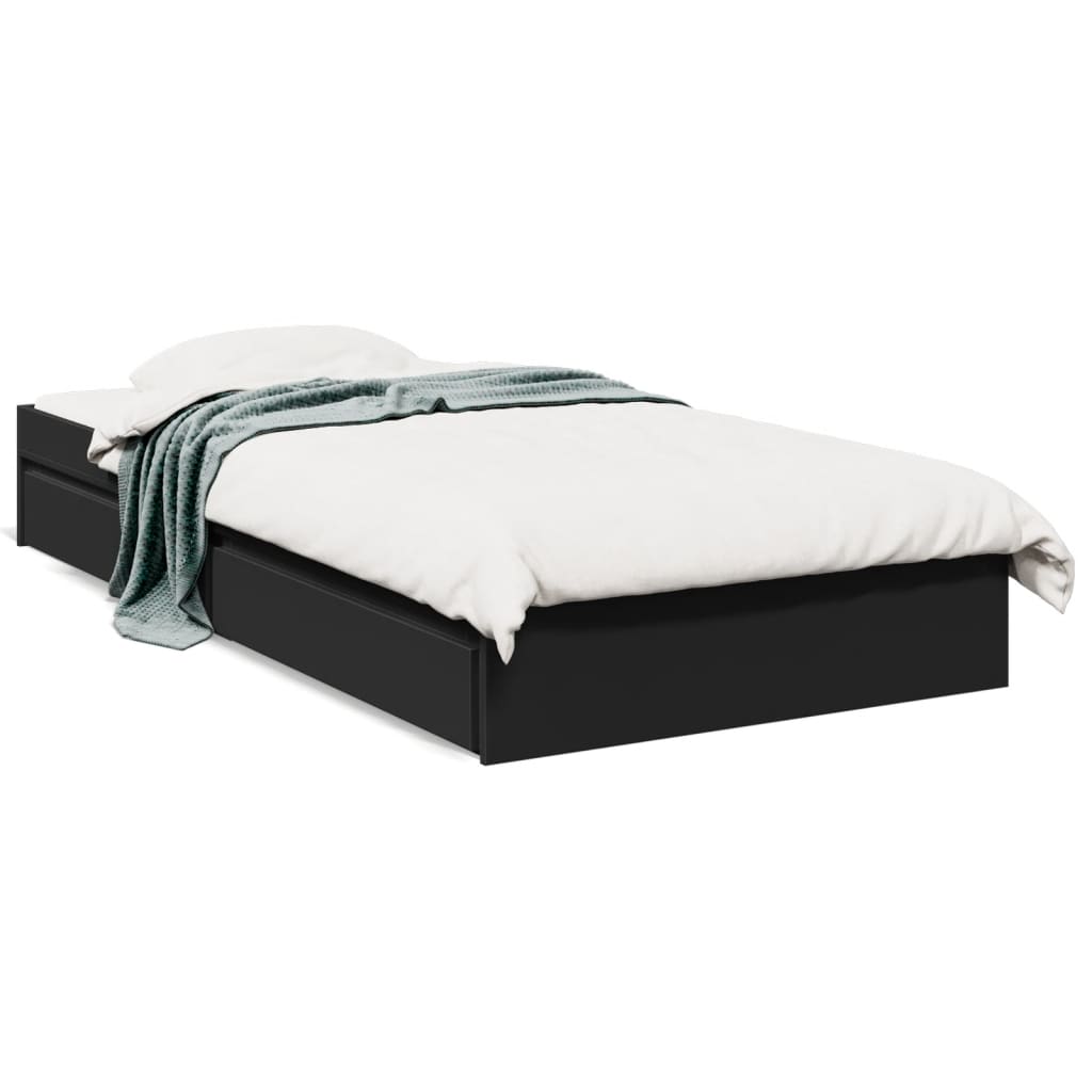 Bettgestell mit Schubladen Schwarz 90x190 cm Holzwerkstoff