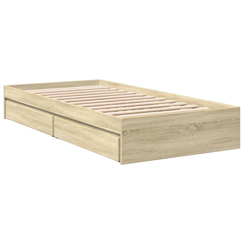 Bettgestell mit Schubladen Sonoma-Eiche 90x190 cm Holzwerkstoff