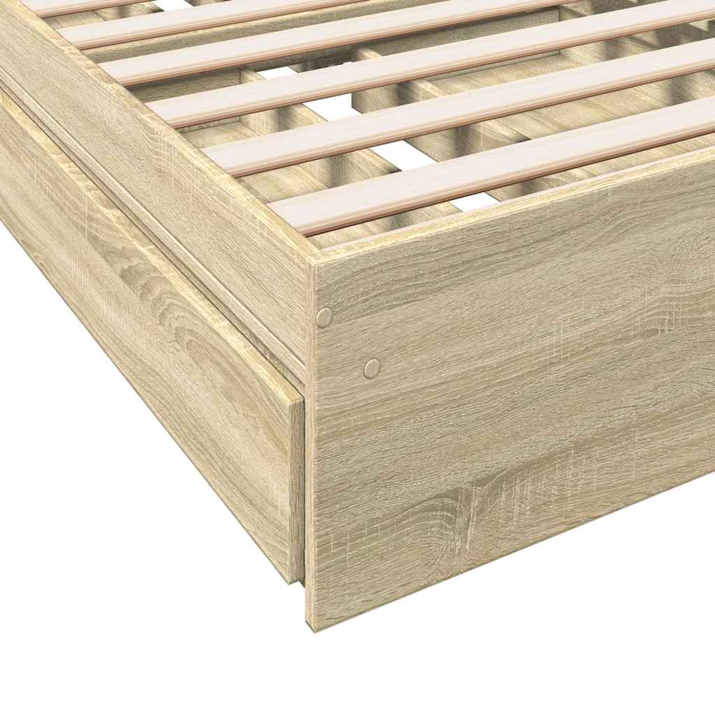 Bettgestell mit Schubladen Sonoma-Eiche 90x190 cm Holzwerkstoff