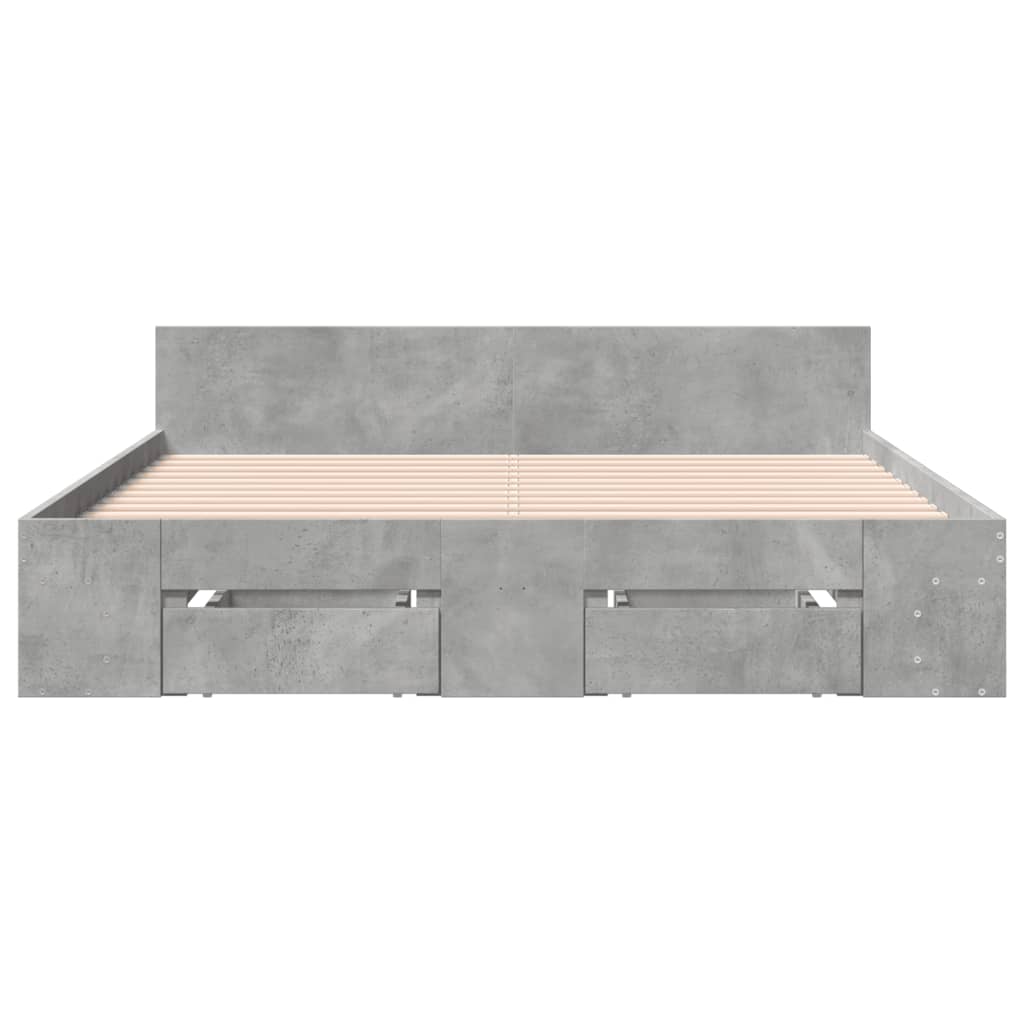Bettgestell mit Schubladen Betongrau 150x200 cm Holzwerkstoff