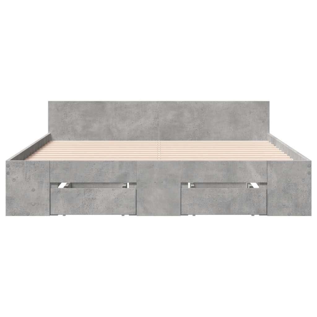 Bettgestell mit Schubladen Betongrau 120x200 cm Holzwerkstoff