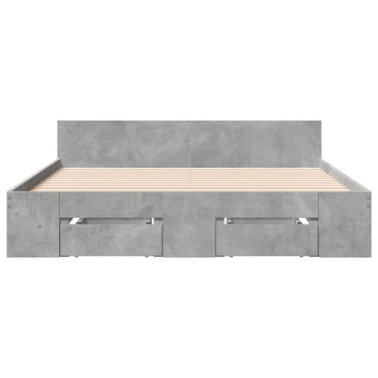 Bettgestell mit Schubladen Betongrau 120x200 cm Holzwerkstoff