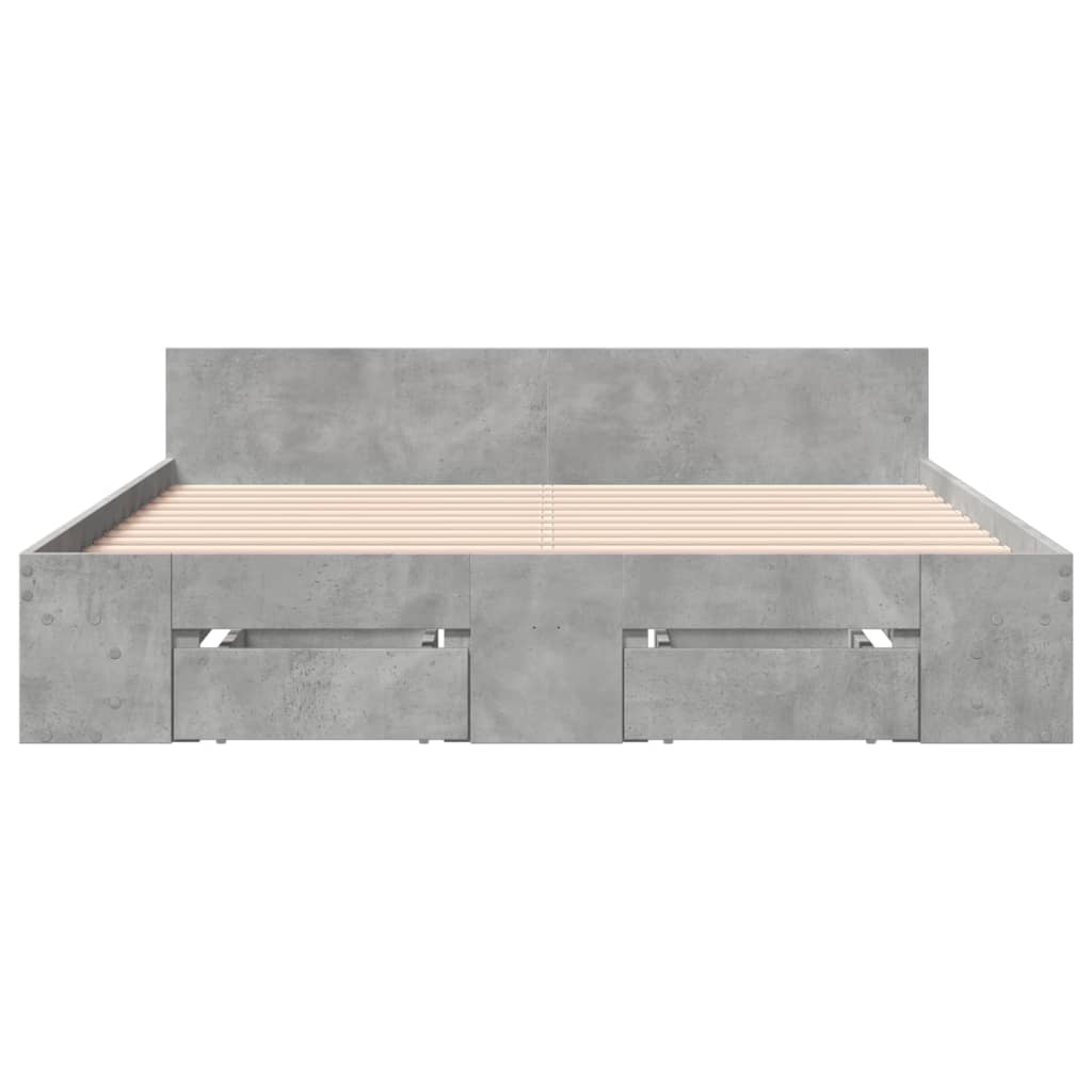 Bettgestell mit Schubladen Betongrau 135x190 cm Holzwerkstoff