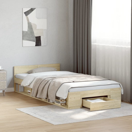 Bettgestell mit Schublade Sonoma-Eiche 90x190 cm Holzwerkstoff