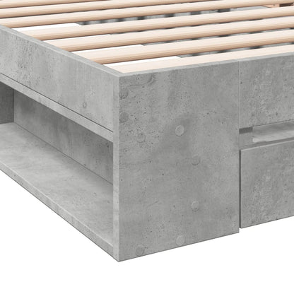 Bettgestell mit Schublade Betongrau 90x200 cm Holzwerkstoff
