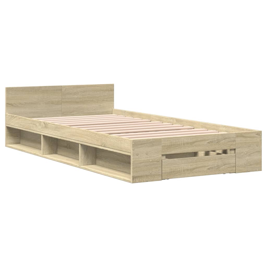 Bettgestell mit Schublade Sonoma-Eiche 75x190 cm Holzwerkstoff