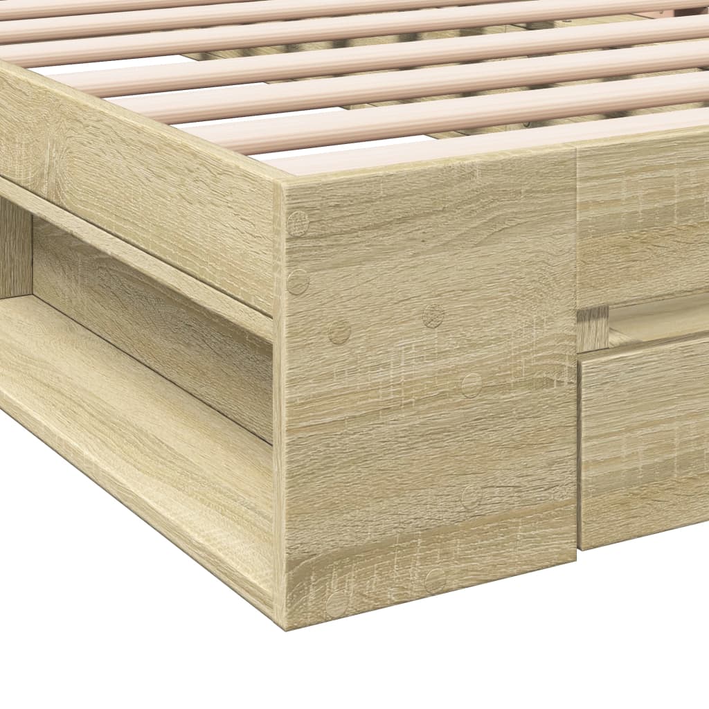 Bettgestell mit Schublade Sonoma-Eiche 75x190 cm Holzwerkstoff