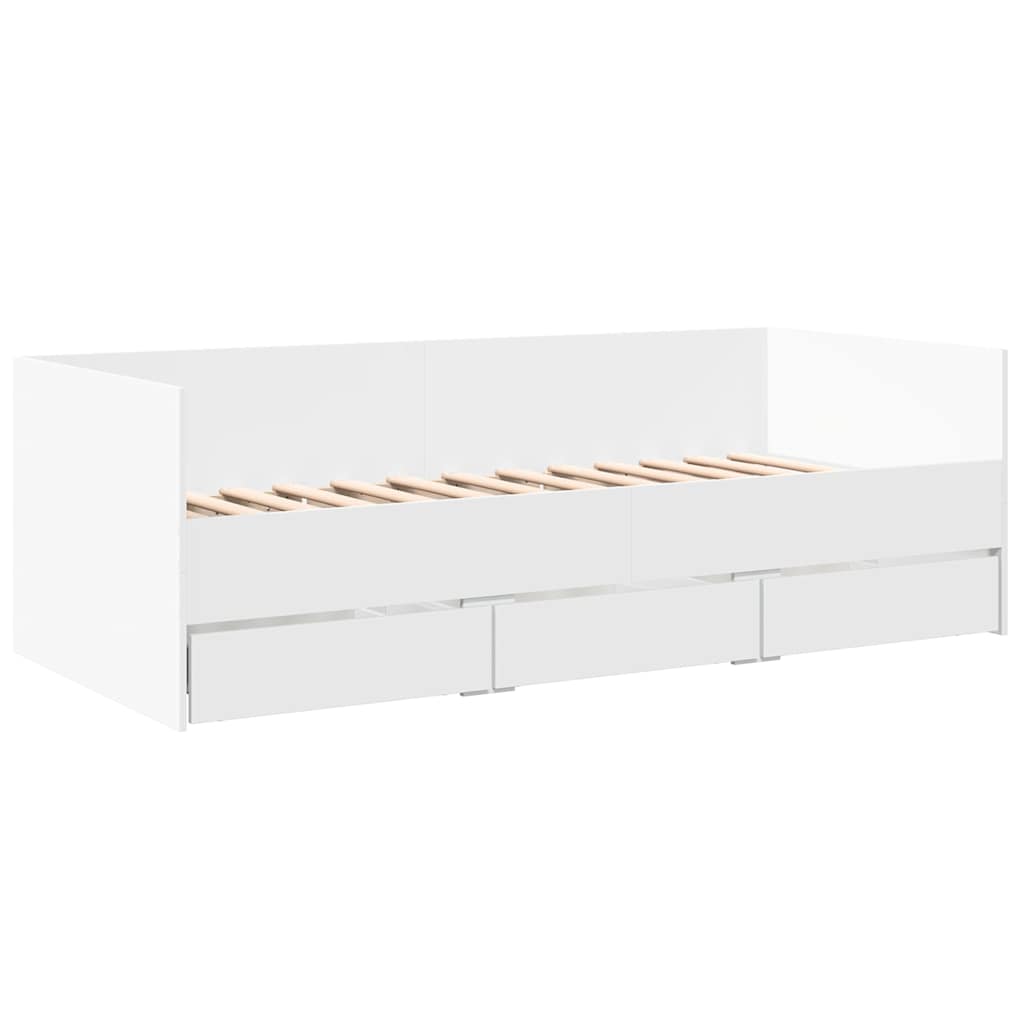 Tagesbett mit Schubladen ohne Matratze Weiß 90x200 cm