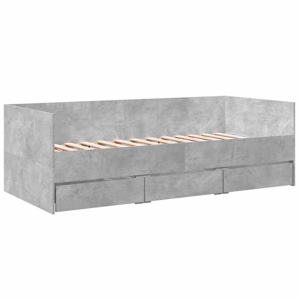 Tagesbett mit Schubladen ohne Matratze Betongrau 90x200 cm
