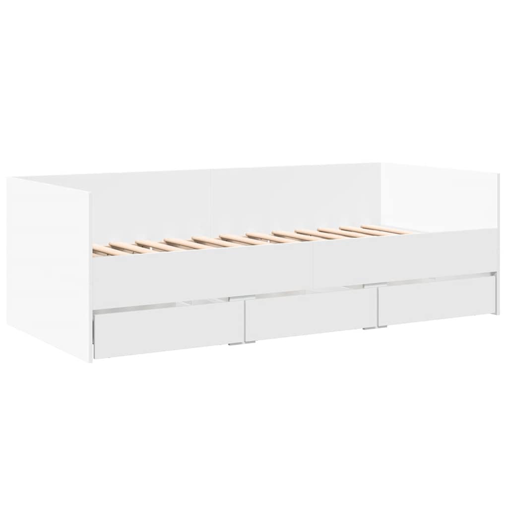 Tagesbett mit Schubladen ohne Matratze Weiß 90x190 cm