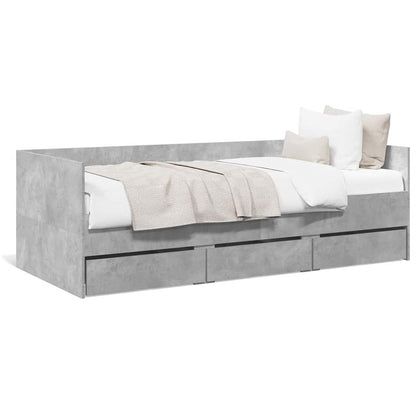 Tagesbett mit Schubladen ohne Matratze Betongrau 90x190 cm
