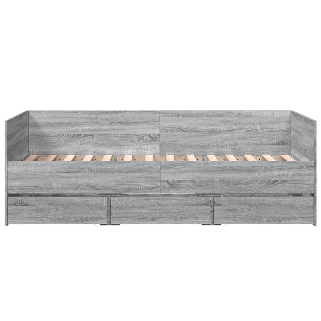 Tagesbett mit Schubladen ohne Matratze Grau Sonoma 75x190 cm