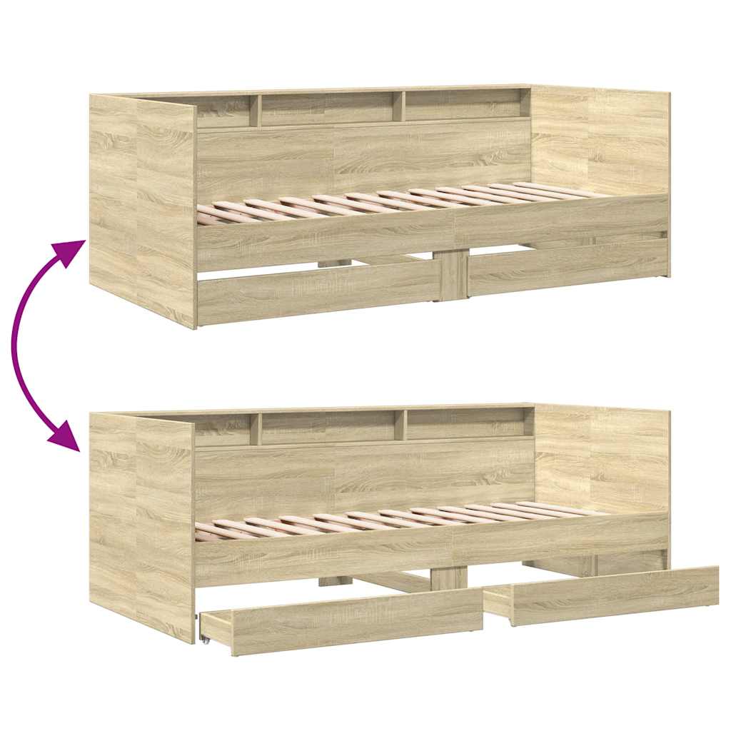 Tagesbett mit Schubladen ohne Matratze Sonoma-Eiche 90x190 cm