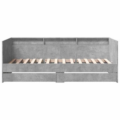 Tagesbett mit Schubladen ohne Matratze Betongrau 90x190 cm