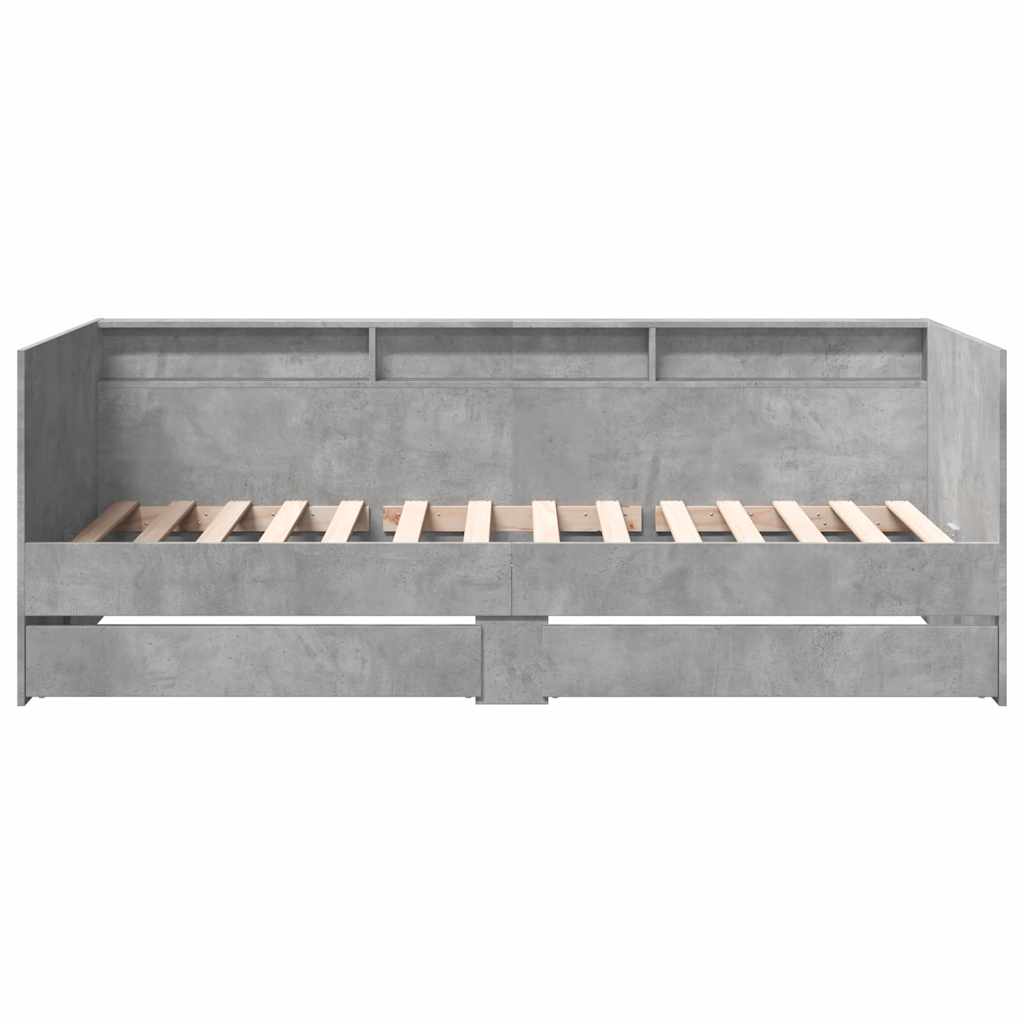 Tagesbett mit Schubladen ohne Matratze Betongrau 75x190 cm