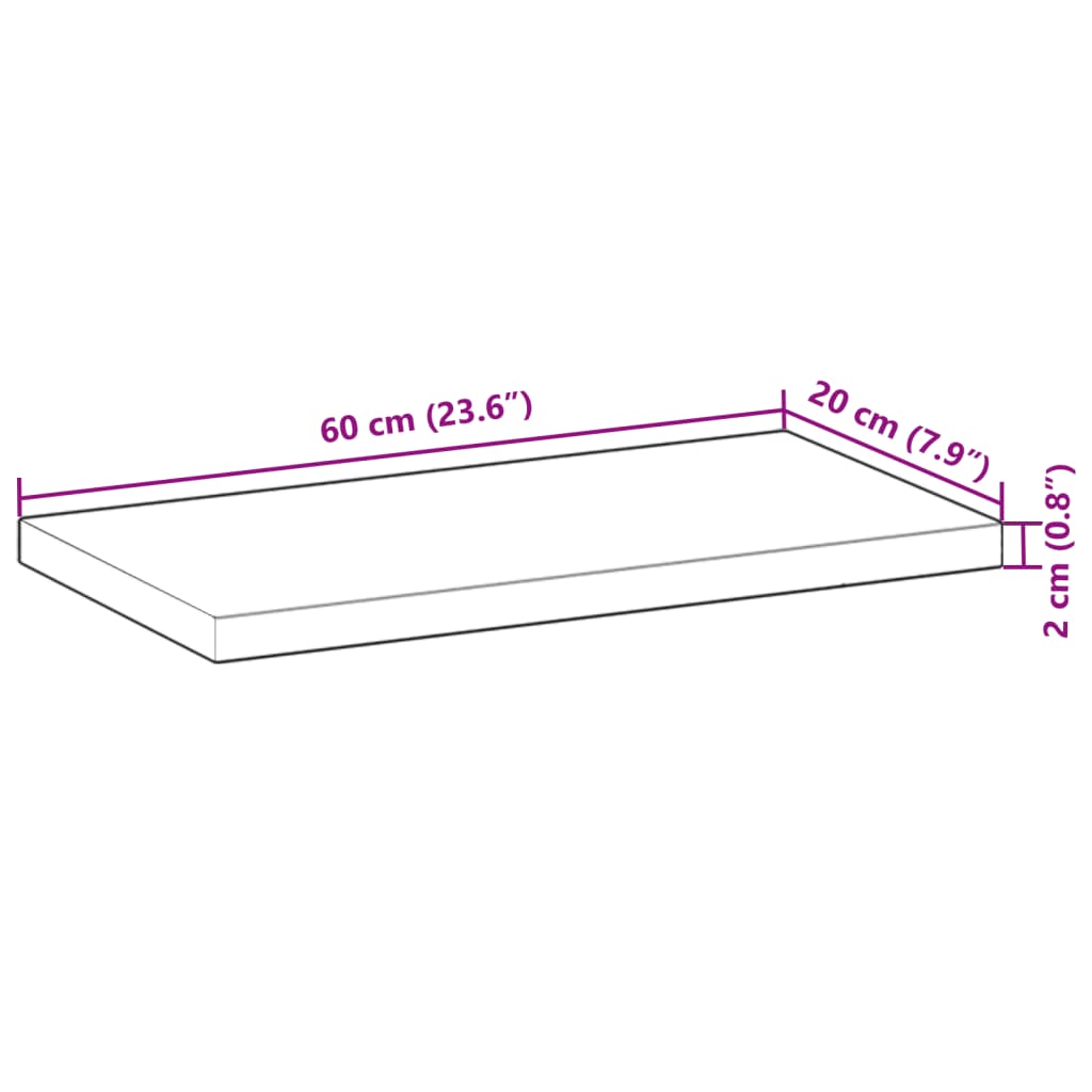Schweberegal 60x20x2 cm Massivholz Akazie Unbehandelt