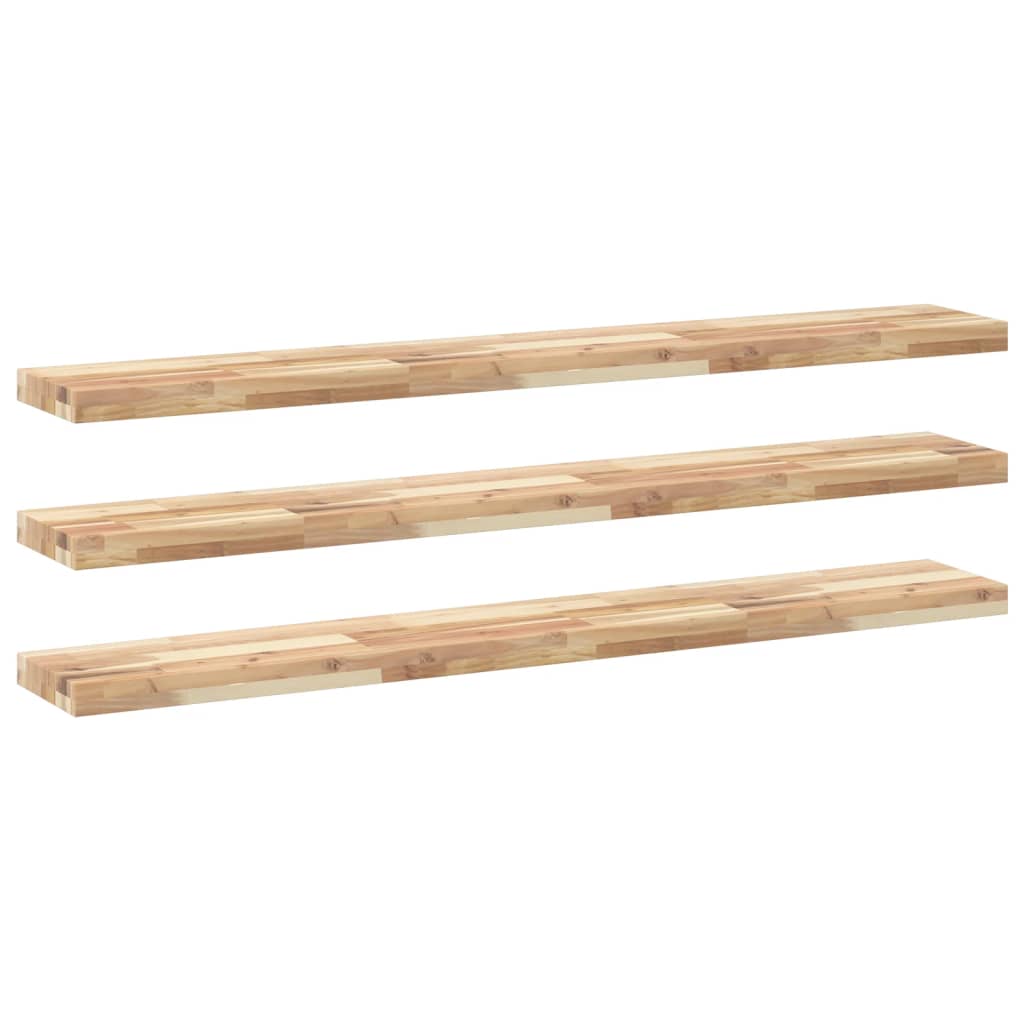 Schweberegale 3 Stk. 160x20x4 cm Massivholz Akazie Unbehandelt