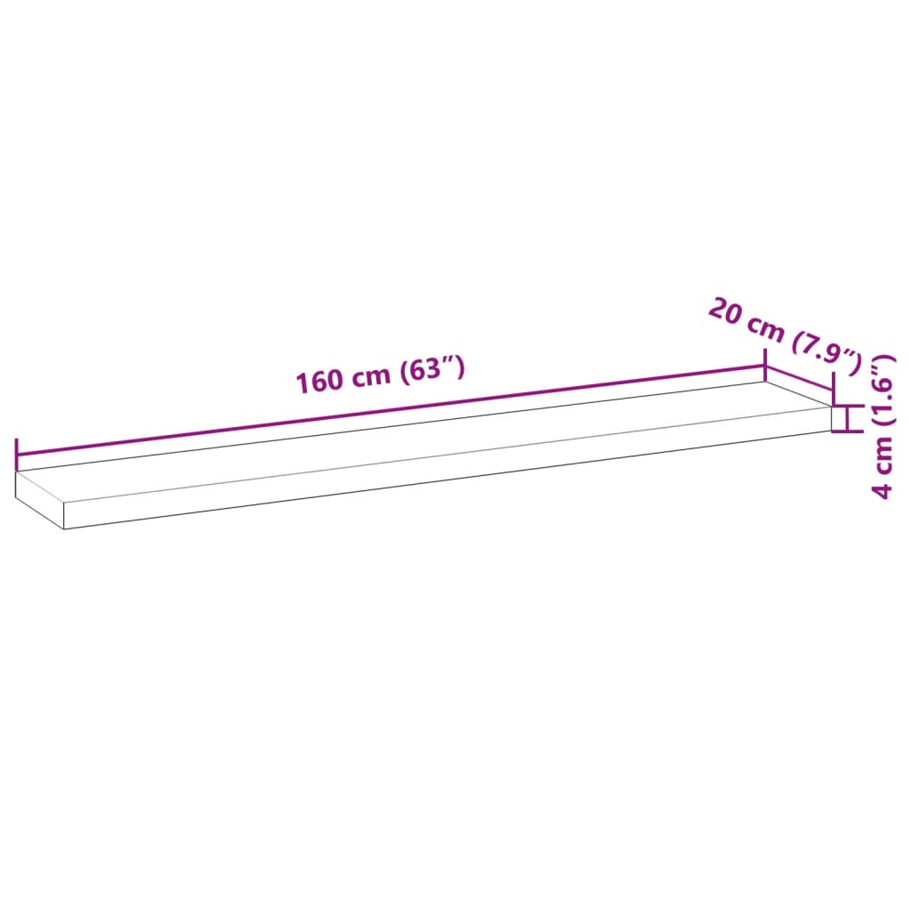 Schweberegale 4 Stk. 160x20x4 cm Massivholz Akazie Unbehandelt